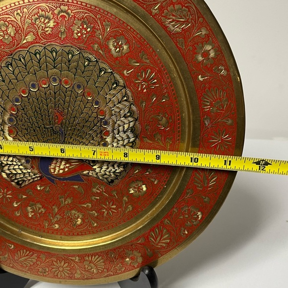 VINTAGE PENCO INDUSTRIES BRASS ETCHED PLATE PLATTER DECOR MADE IN INDIA - Picture 5 of 6